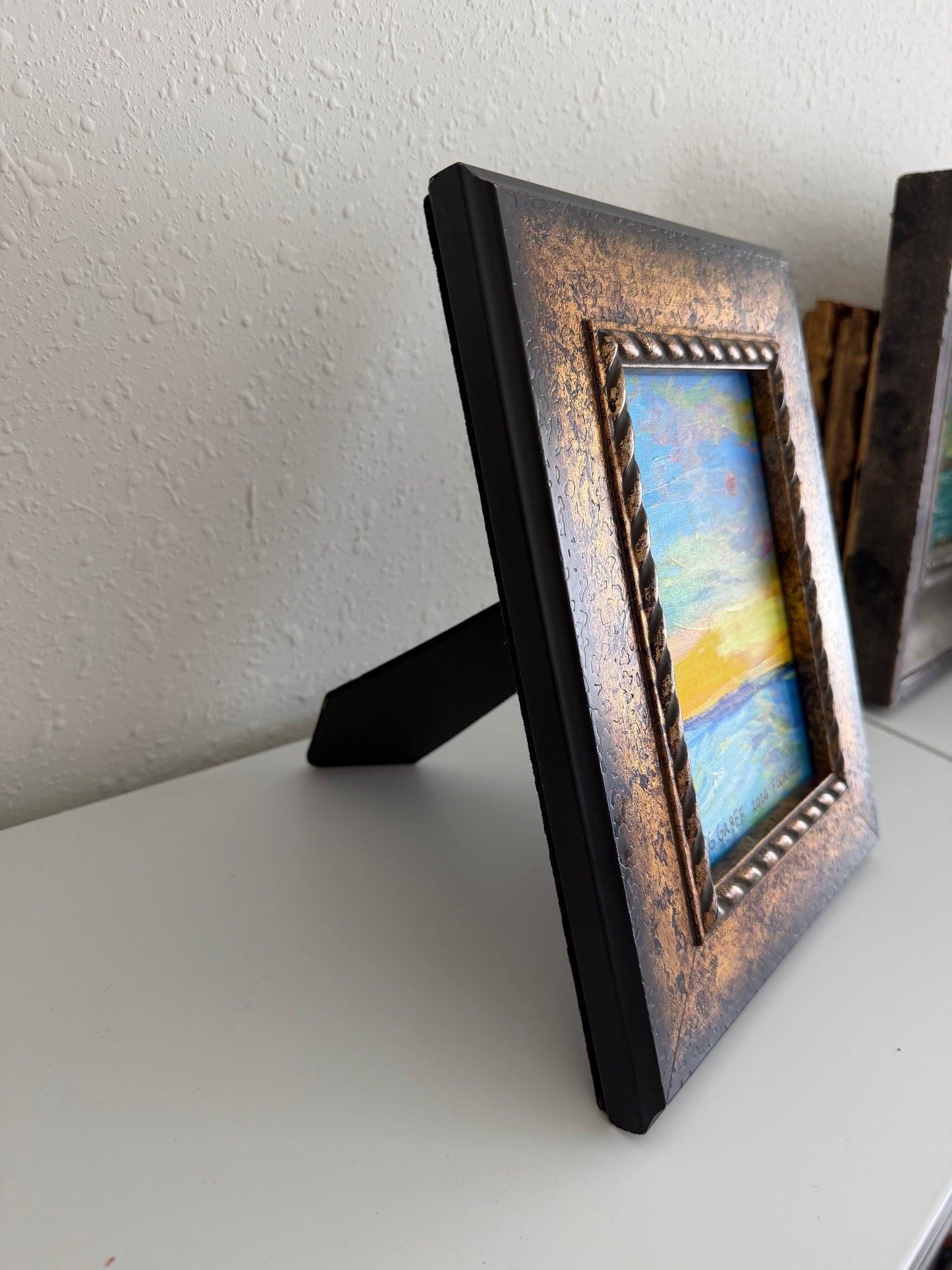 Original Serg Graff Ocean Sunset Acrylic Painting Framed Small Seascape Art