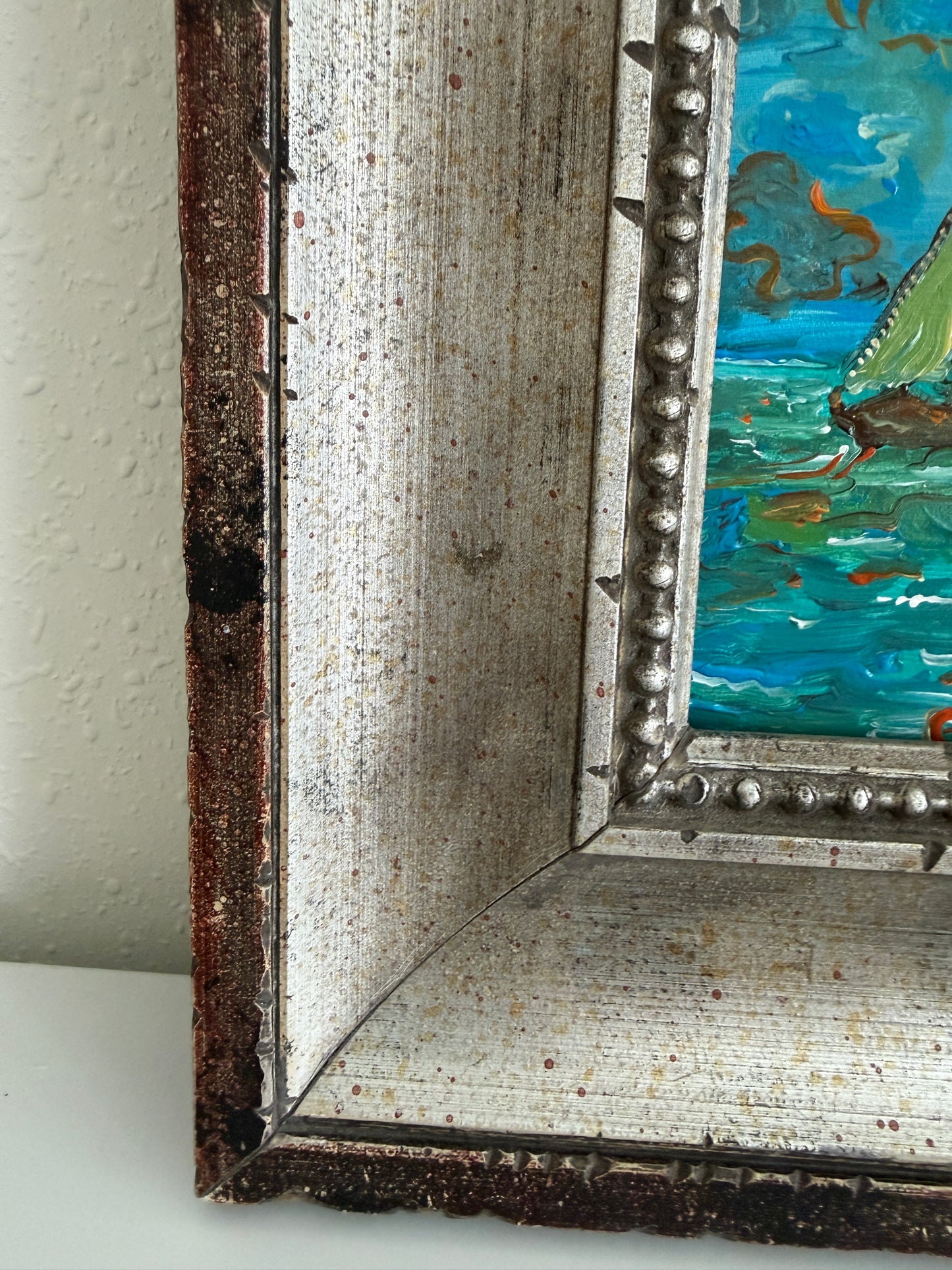 Serg Graff "Clipper "F" Sailing Ship Acrylic Painting Framed Small Nautical Art