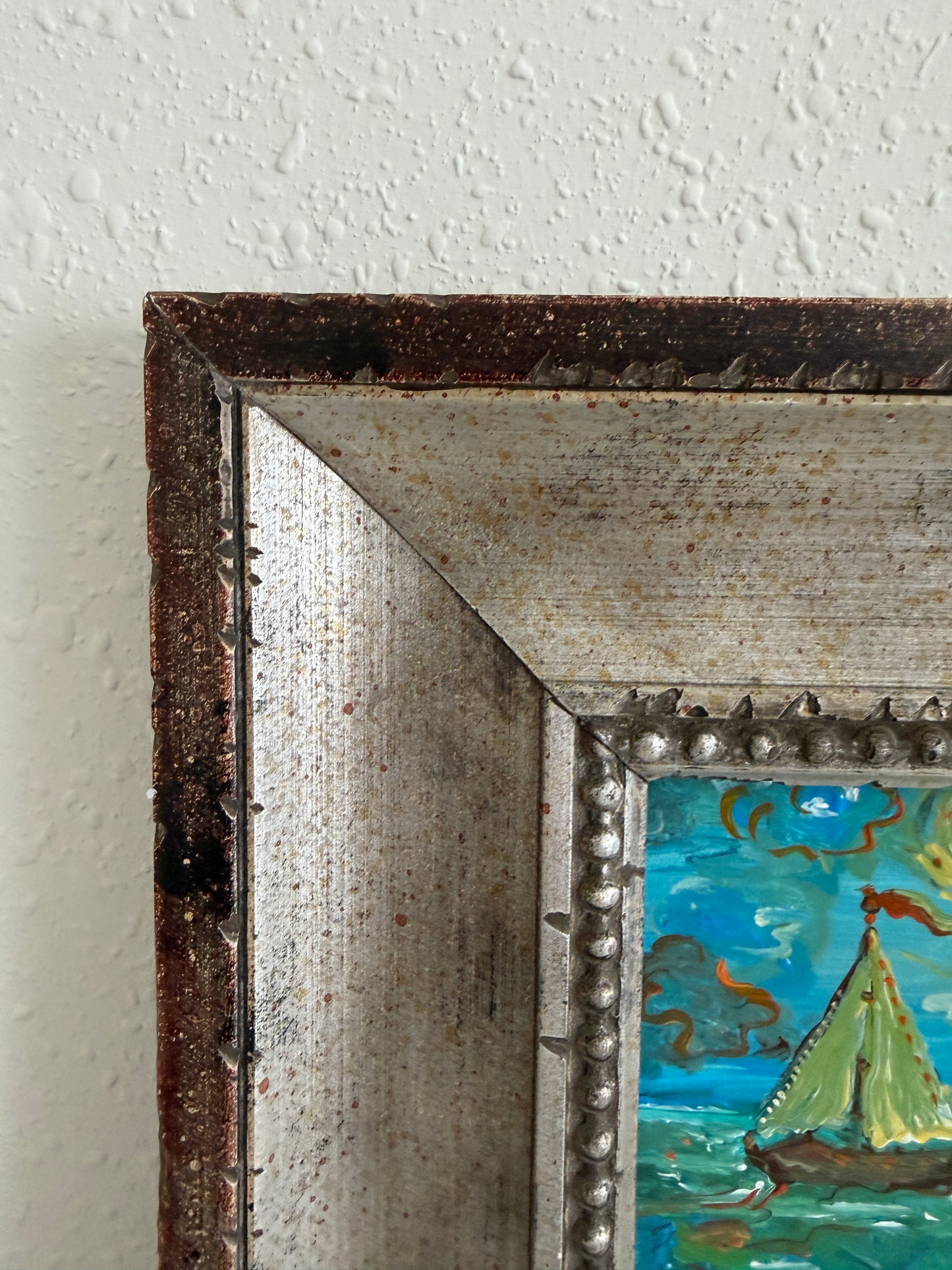 Serg Graff "Clipper "F" Sailing Ship Acrylic Painting Framed Small Nautical Art