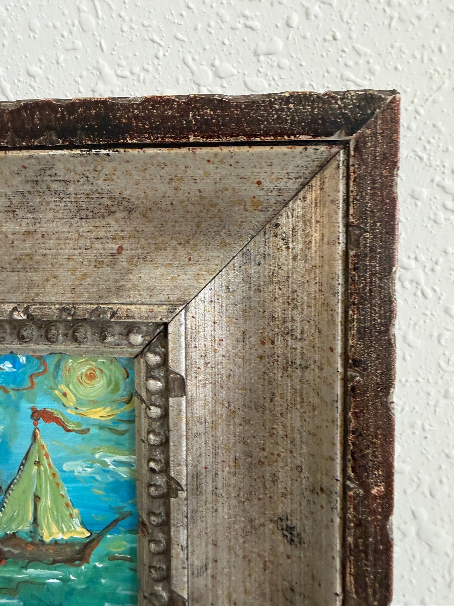 Serg Graff "Clipper "F" Sailing Ship Acrylic Painting Framed Small Nautical Art