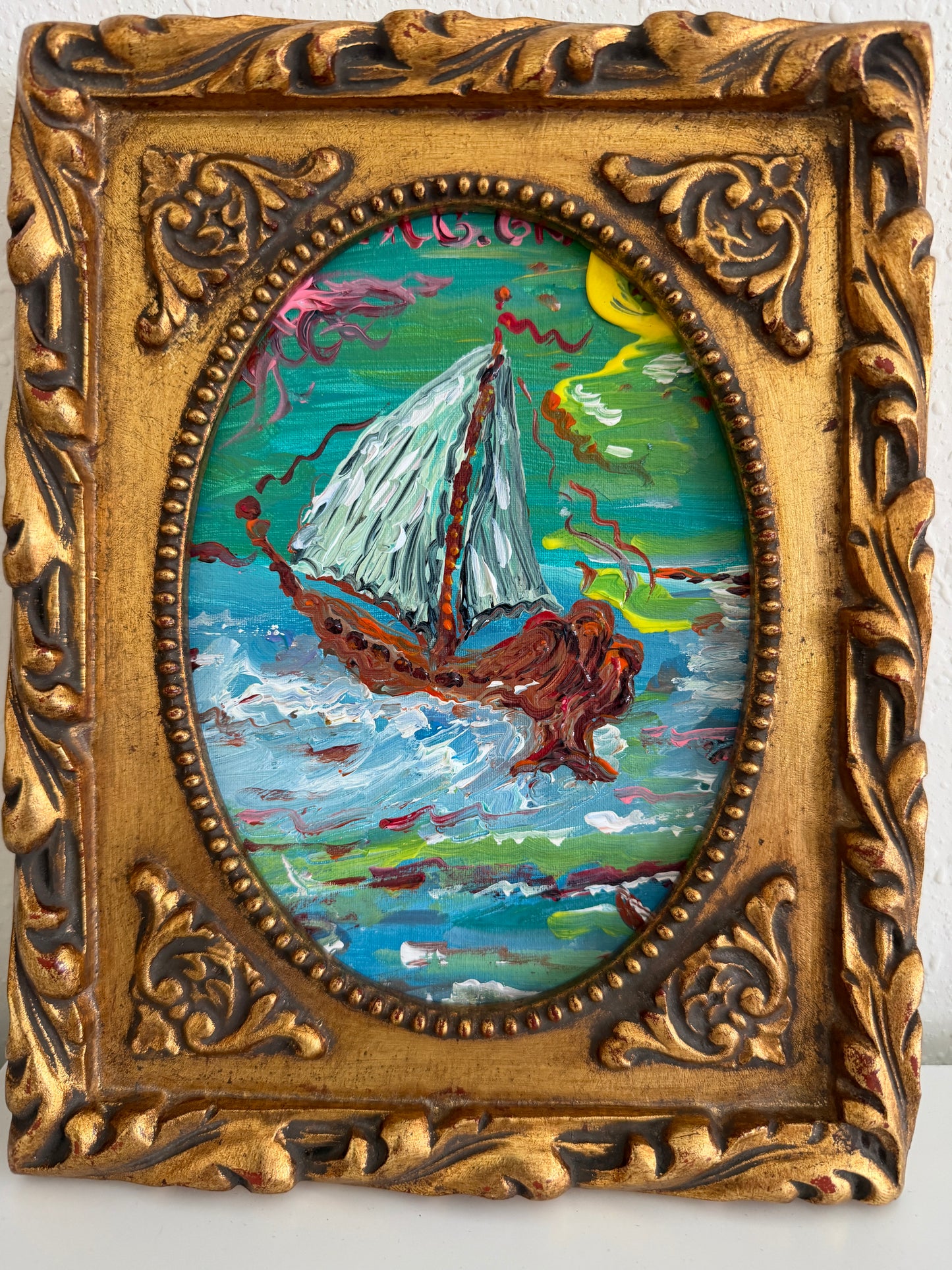 Set of 3 Small Serg Graff Nautical Paintings Framed Sailing Ship Seascapes Art