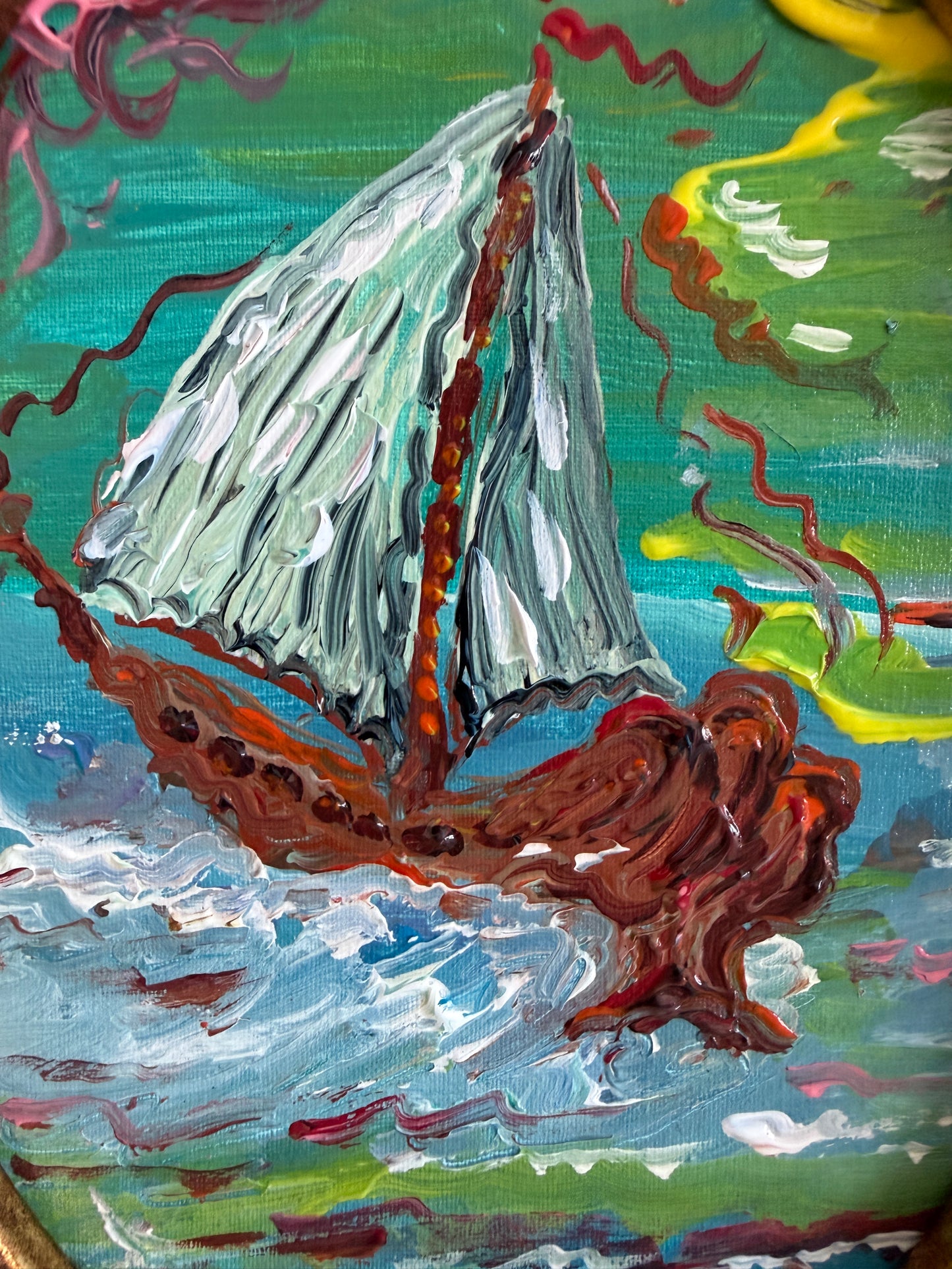 Set of 3 Small Serg Graff Nautical Paintings Framed Sailing Ship Seascapes Art