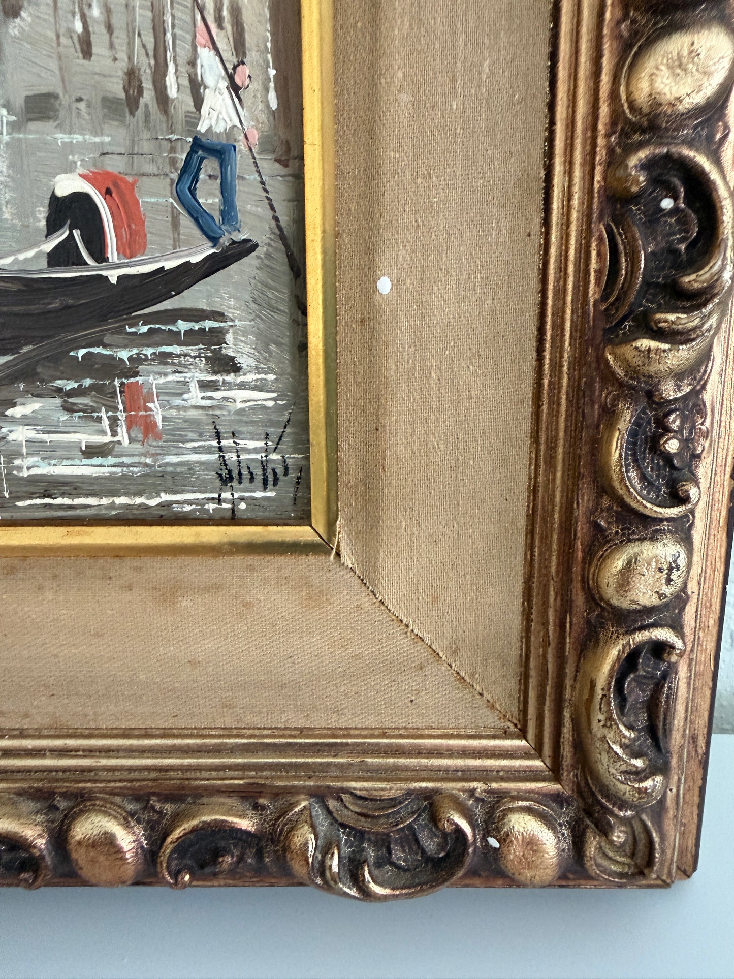 Antonio De Vity(1901-1993) Italian Oil Painting Venice Canal Gondola Cityscape