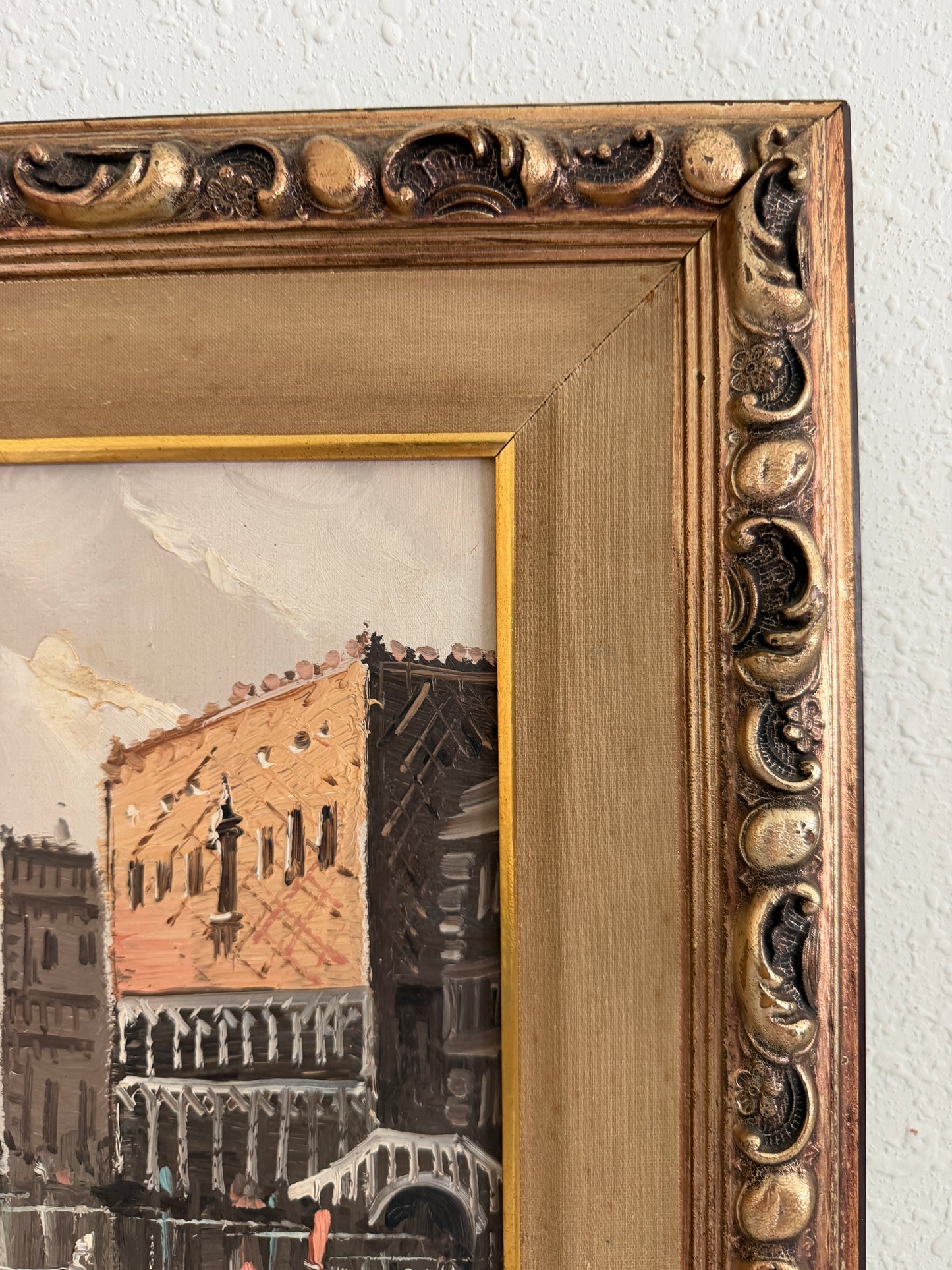 Antonio De Vity (1901-1993) Italian Oil Painting Venice Canal Gondola Cityscape