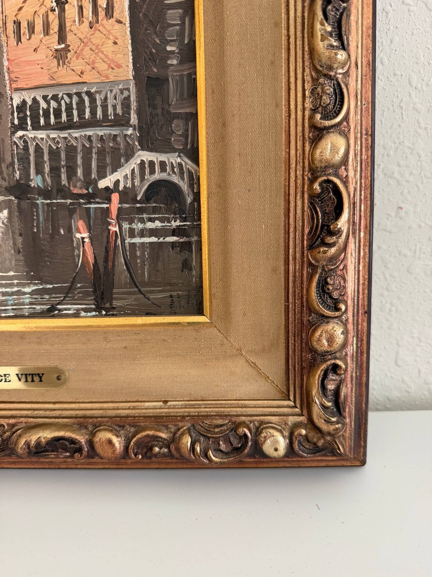 Antonio De Vity (1901-1993) Italian Oil Painting Venice Canal Gondola Cityscape