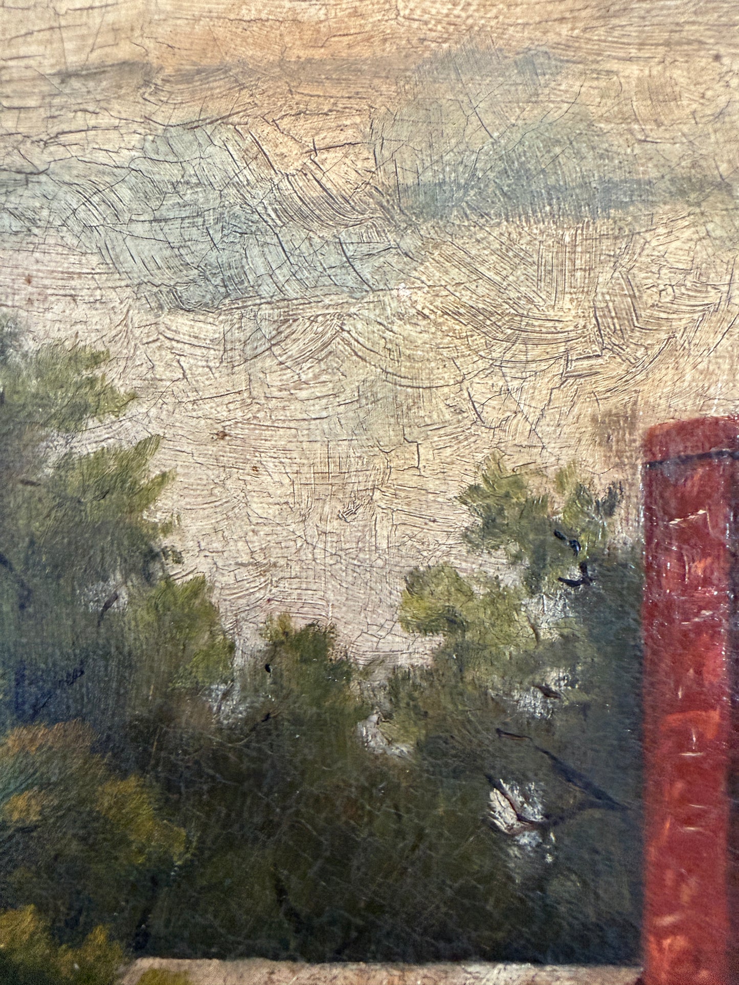 1887 Antique 19 C. American Oil Painting Signed Landscape Shattuck Frame Clamps