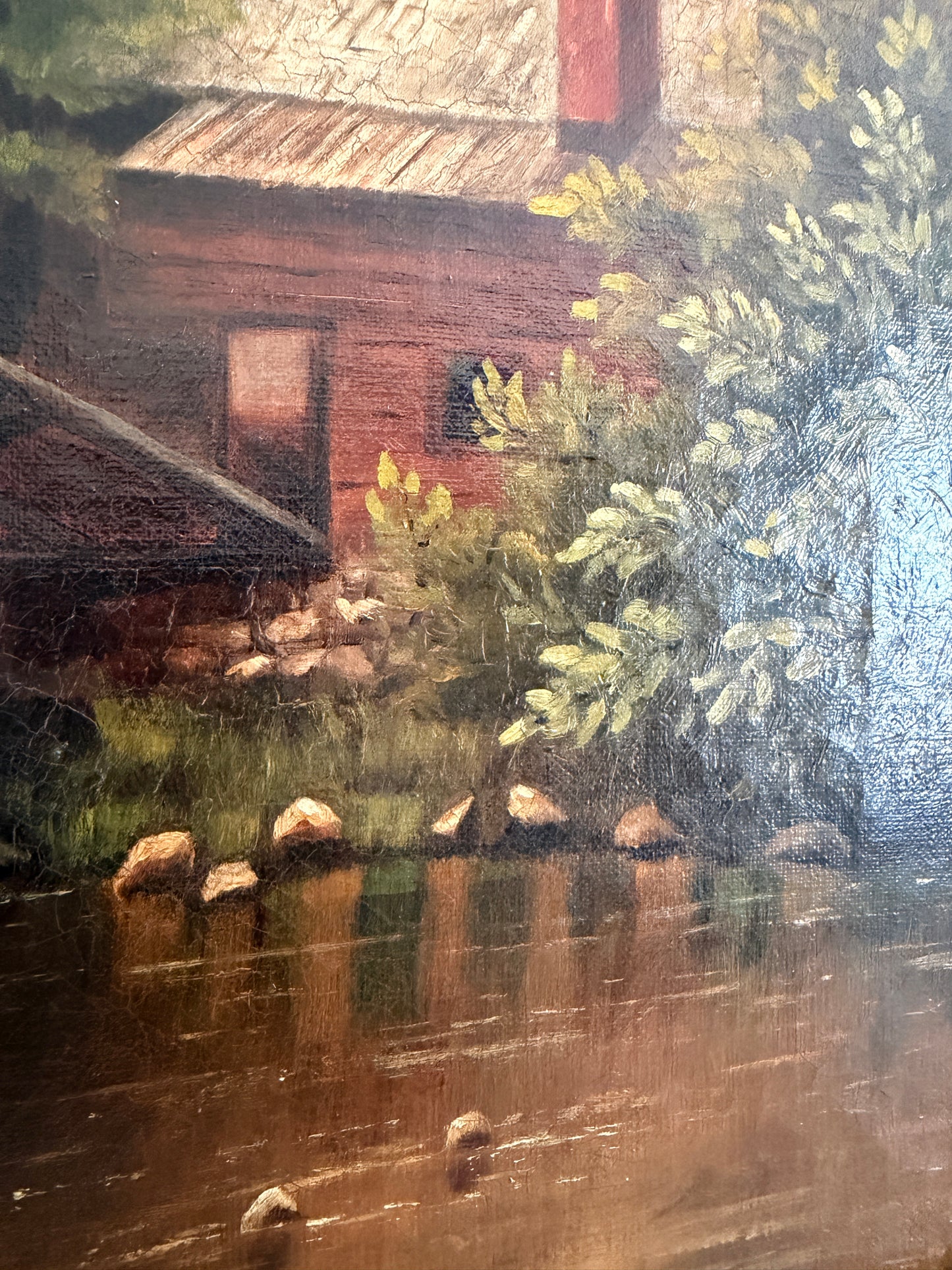 1887 Antique 19 C. American Oil Painting Signed Landscape Shattuck Frame Clamps