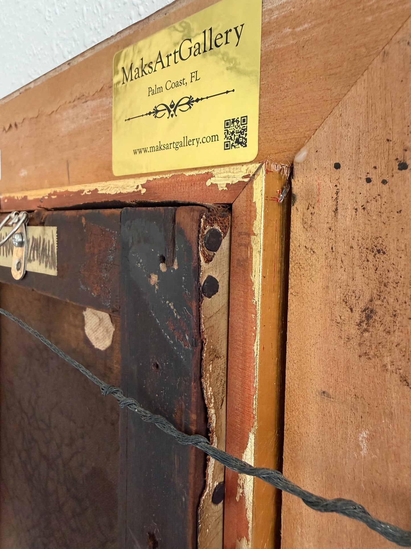 Antique 19th Century French Oil Painting Genre Scene Figures Village Tavern Art