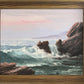 Framed Vtg Oil Painting Seascape Signed Theddy Peterson Coastal Waves Rocks Art