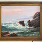 Framed Vtg Oil Painting Seascape Signed Theddy Peterson Coastal Waves Rocks Art