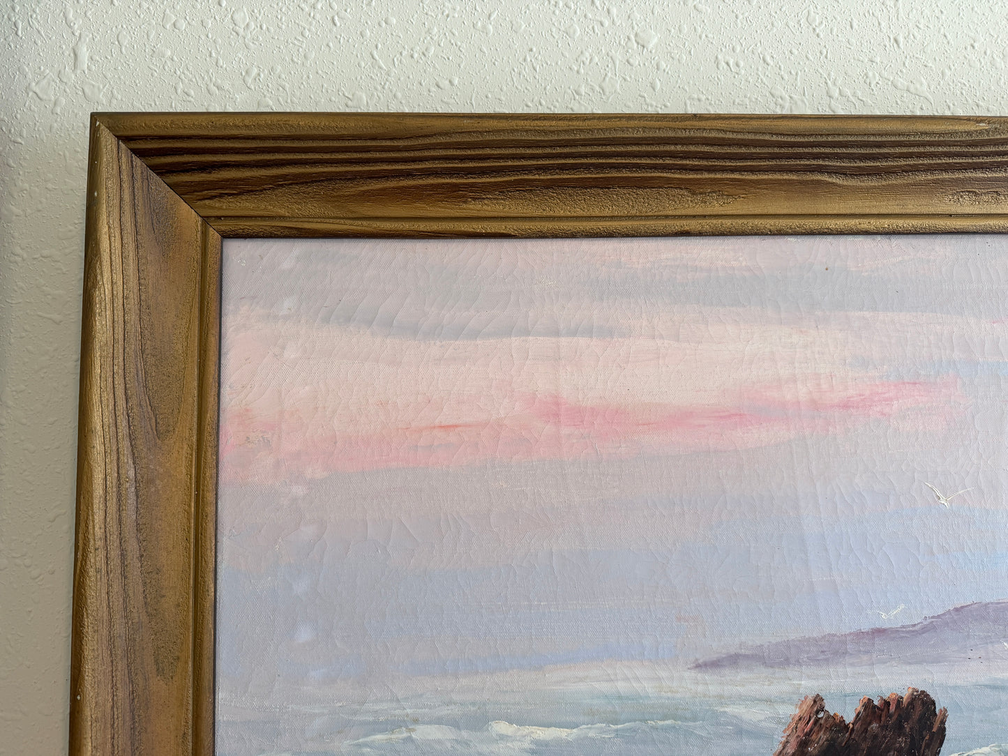 Framed Vtg Oil Painting Seascape Signed Theddy Peterson Coastal Waves Rocks Art