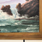 Framed Vtg Oil Painting Seascape Signed Theddy Peterson Coastal Waves Rocks Art