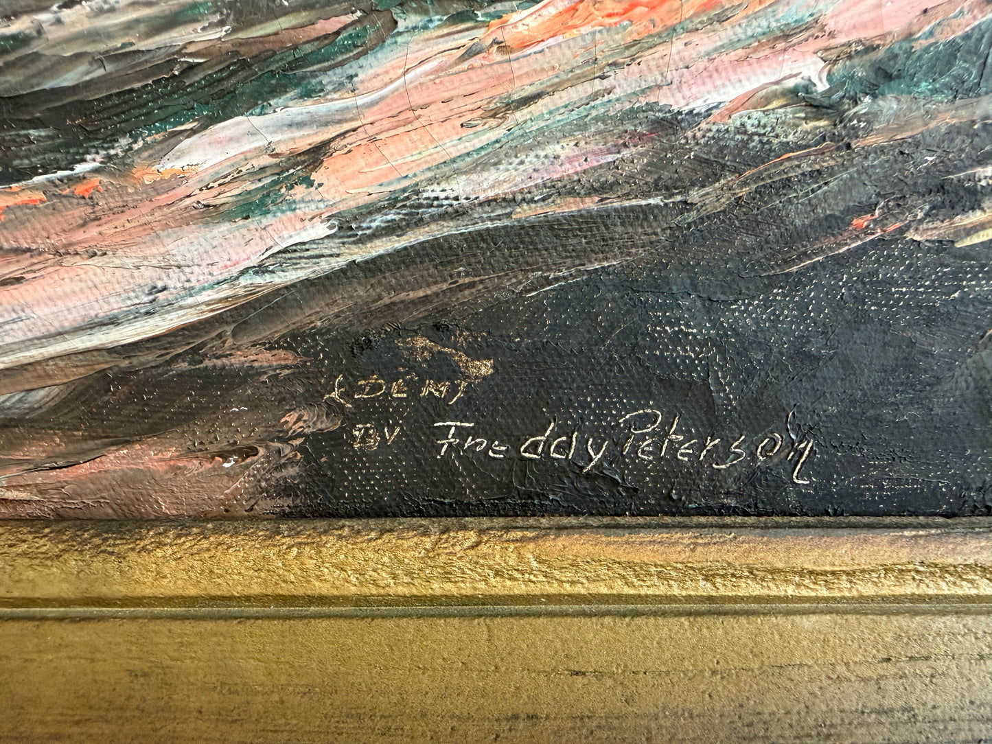 Framed Vtg Oil Painting Seascape Signed Theddy Peterson Coastal Waves Rocks Art