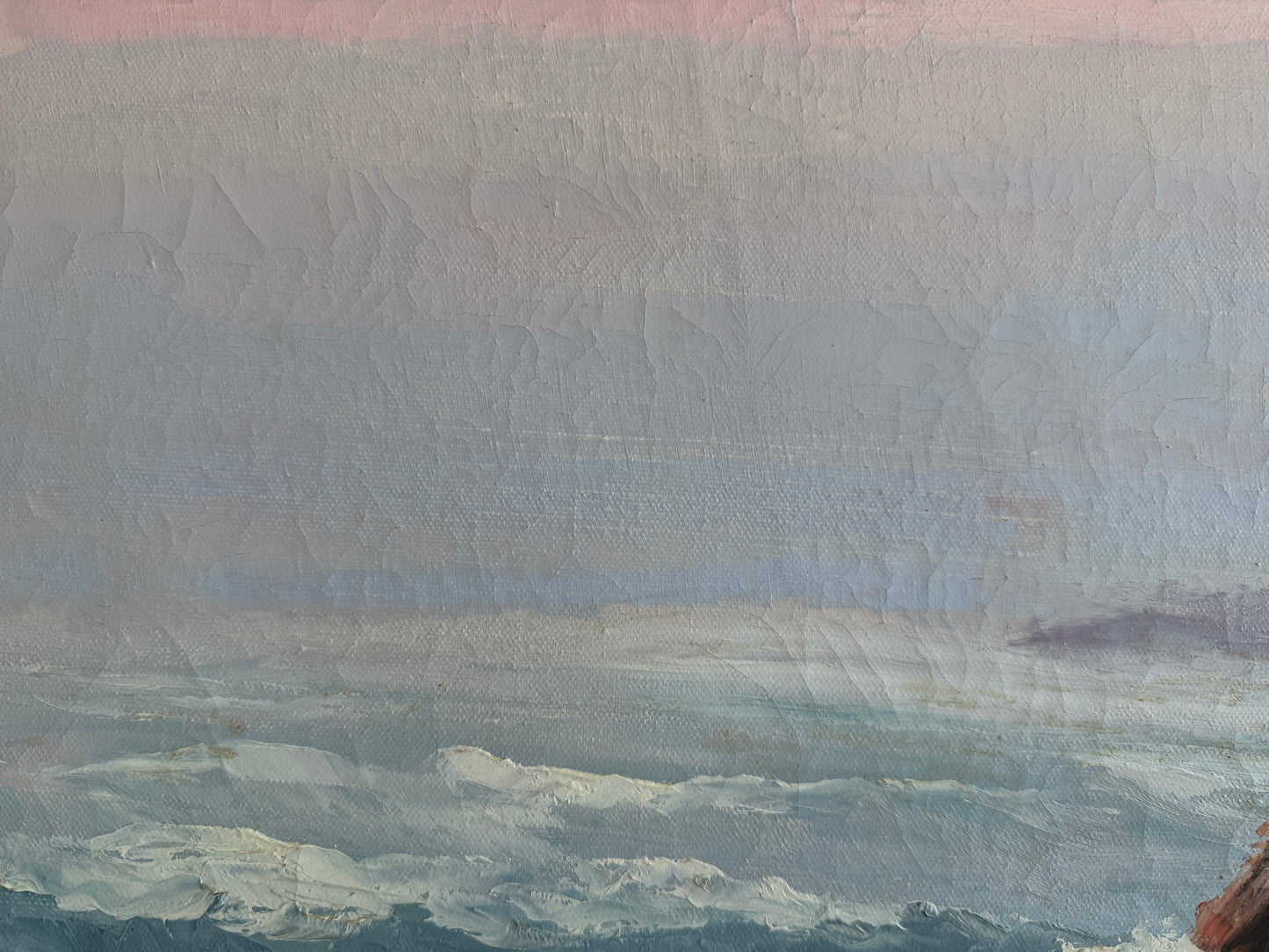 Framed Vtg Oil Painting Seascape Signed Theddy Peterson Coastal Waves Rocks Art