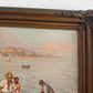 GIUSEPPE GIARDIELLO (Italia 1870-1920) Antique Oil Painting Fishermen Seascape