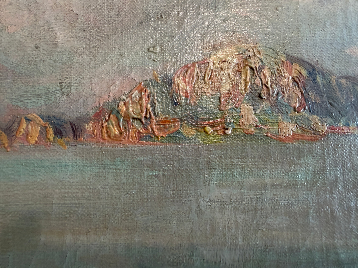 GIUSEPPE GIARDIELLO (Italia 1870-1920) Antique Oil Painting Fishermen Seascape