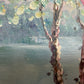 J. Snider Large Oil Painting Impressionist Woman Garden Lake Landscape Art
