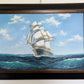 Large Original Marine Oil Painting Tall Ship on Open Sea Nautical Seascape