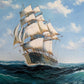 Large Original Marine Oil Painting Tall Ship on Open Sea Nautical Seascape