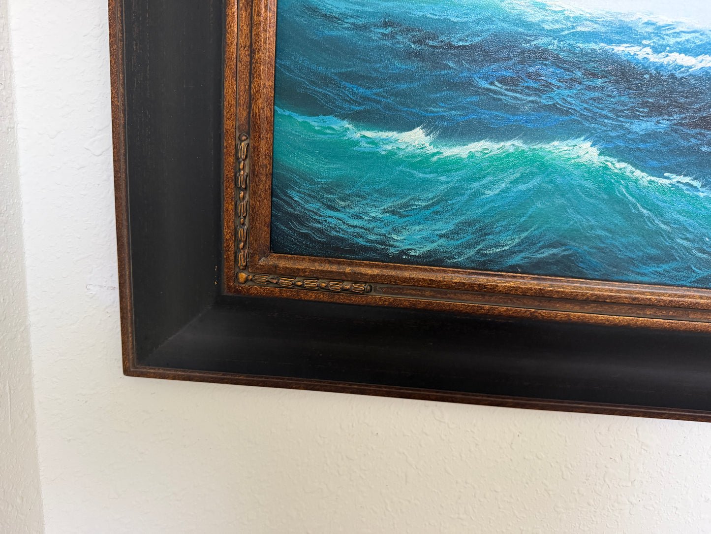 Large Original Marine Oil Painting Tall Ship on Open Sea Nautical Seascape