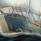 Large Original Marine Oil Painting Tall Ship on Open Sea Nautical Seascape