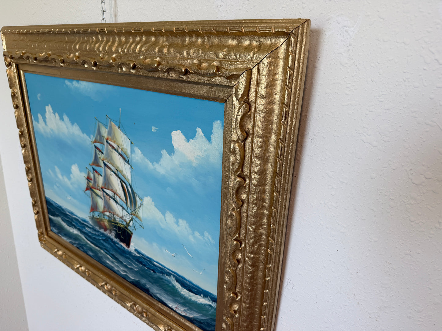 Original Oil Painting on canvas Seascape Sailing Ship Signed Maritime Art Framed