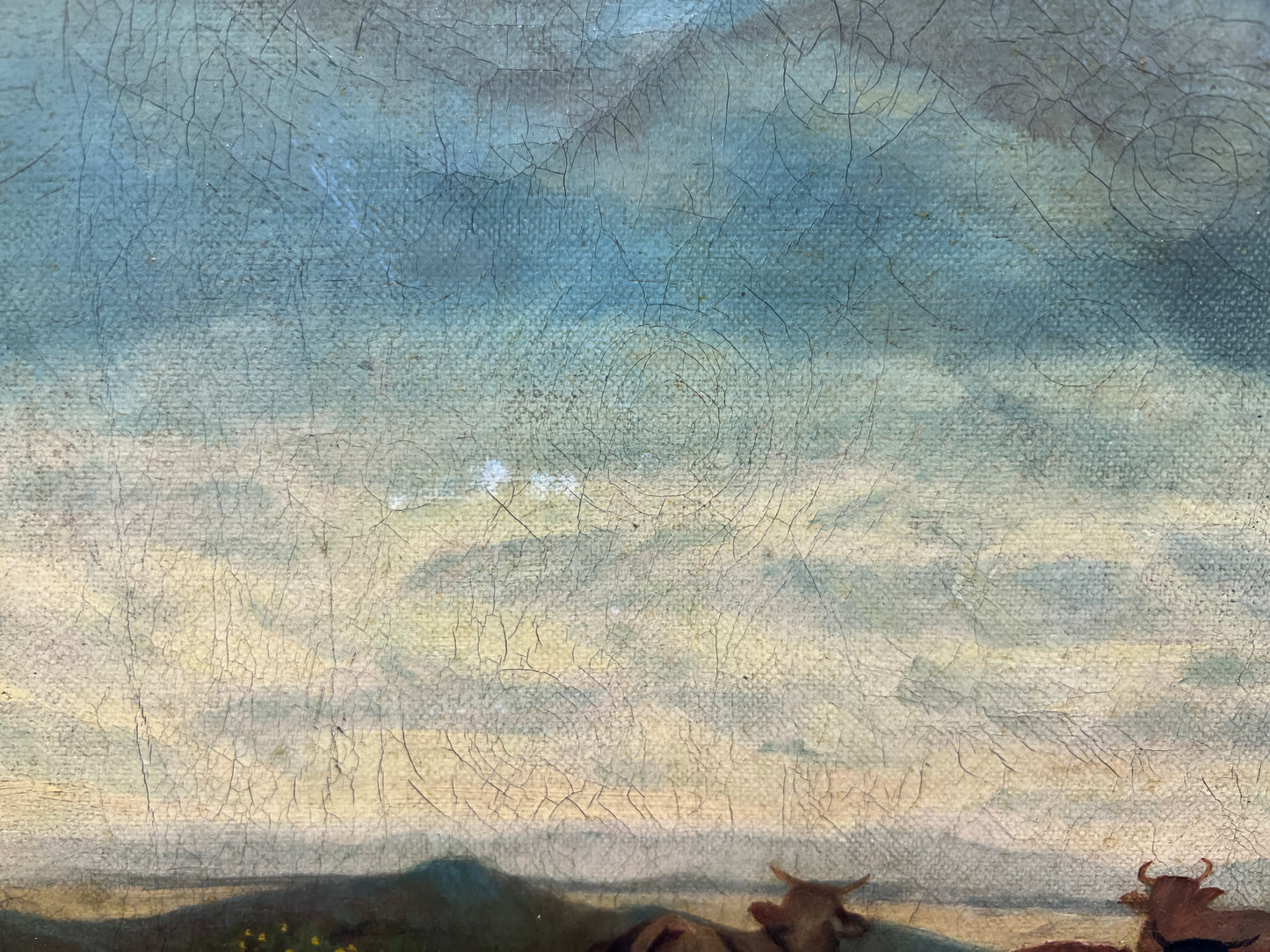 1895 Antique 19c. Large oil painting on canvas by L.A.Morris Farm Landscape