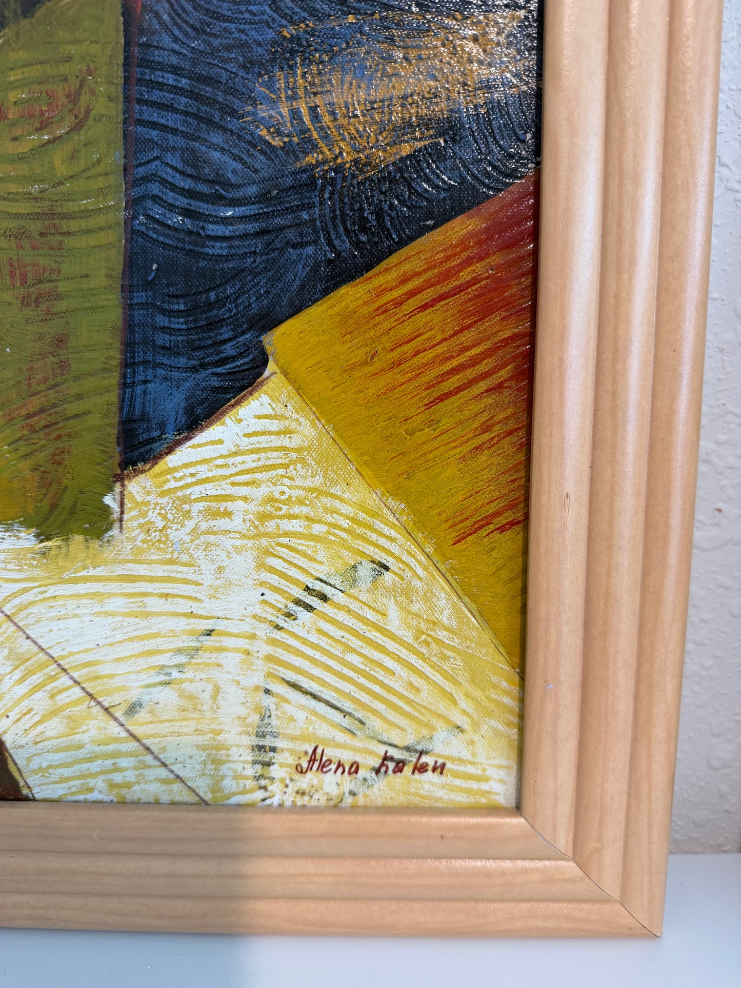Alena Kalen Modern Geometric Original Abstract Oil Painting Cubist Reverie” COA