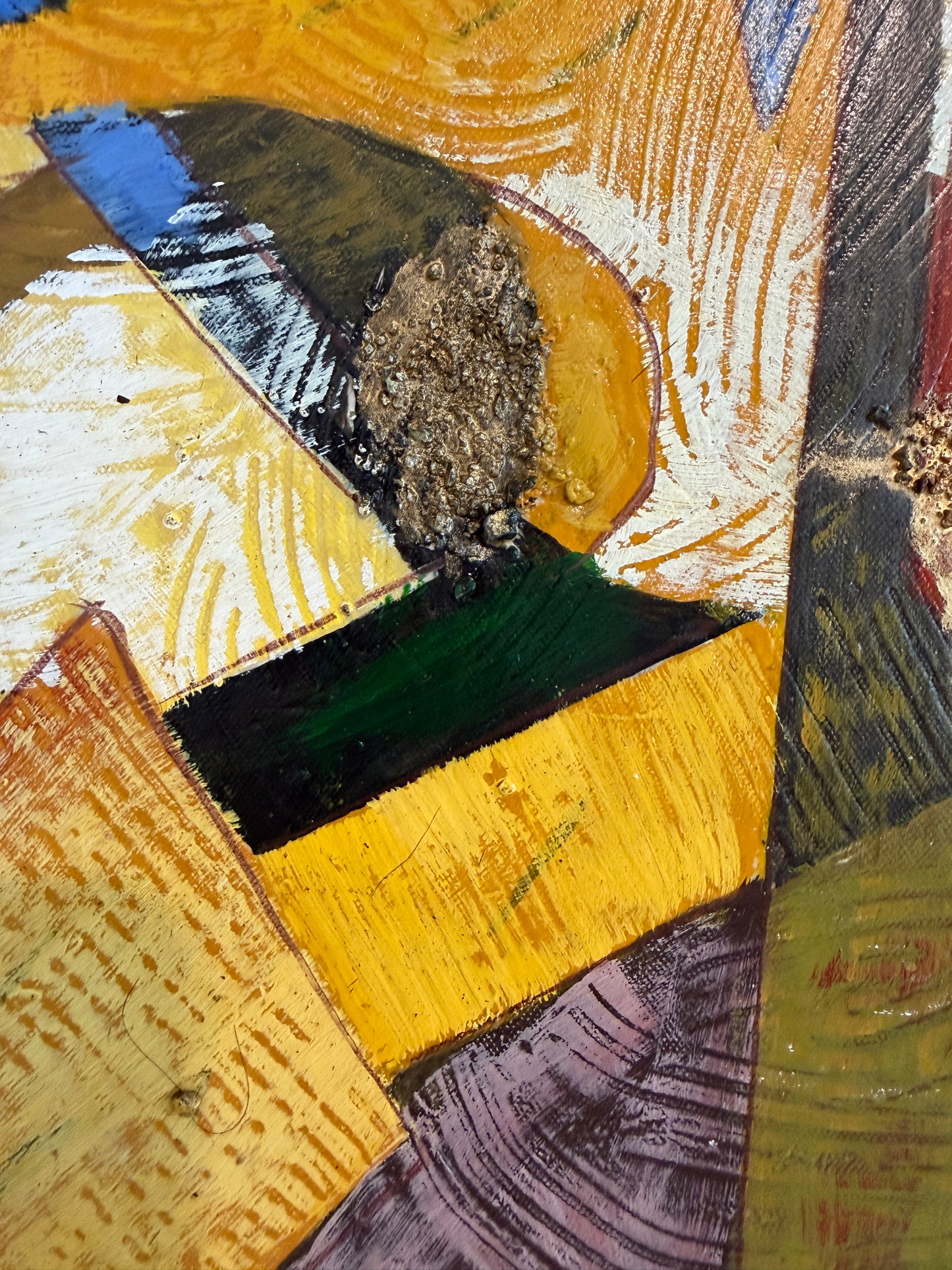 Alena Kalen Modern Geometric Original Abstract Oil Painting Cubist Reverie” COA
