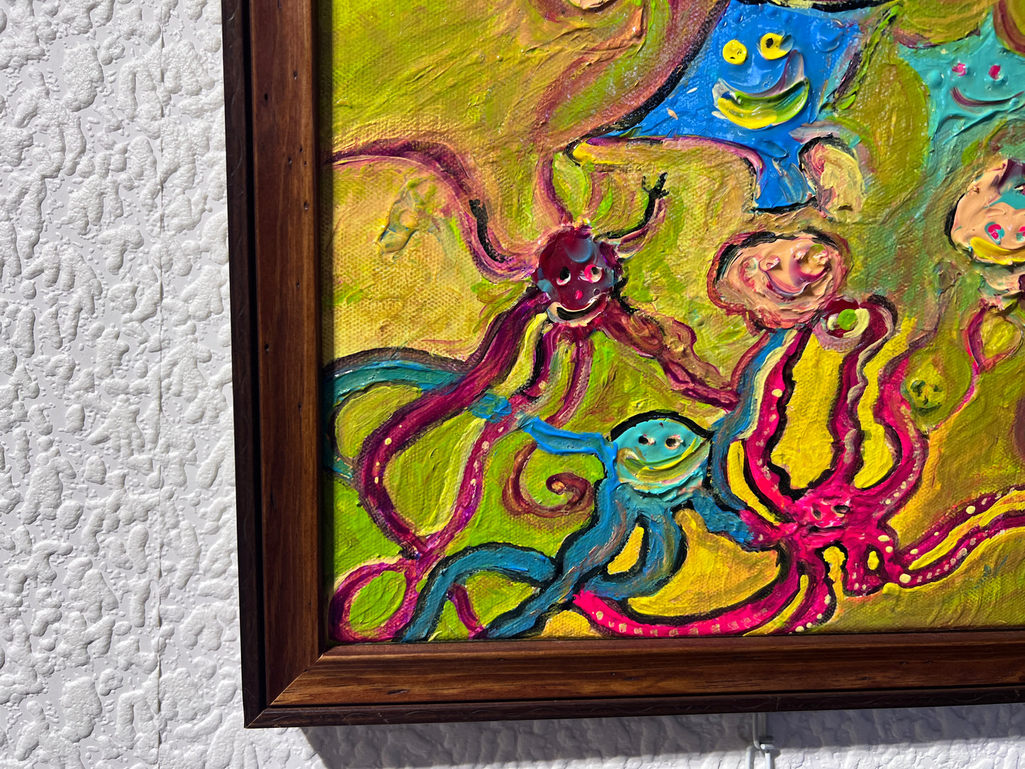 Abstract Painting on Canvas by Serg Graff "Funny Octopuses", COA