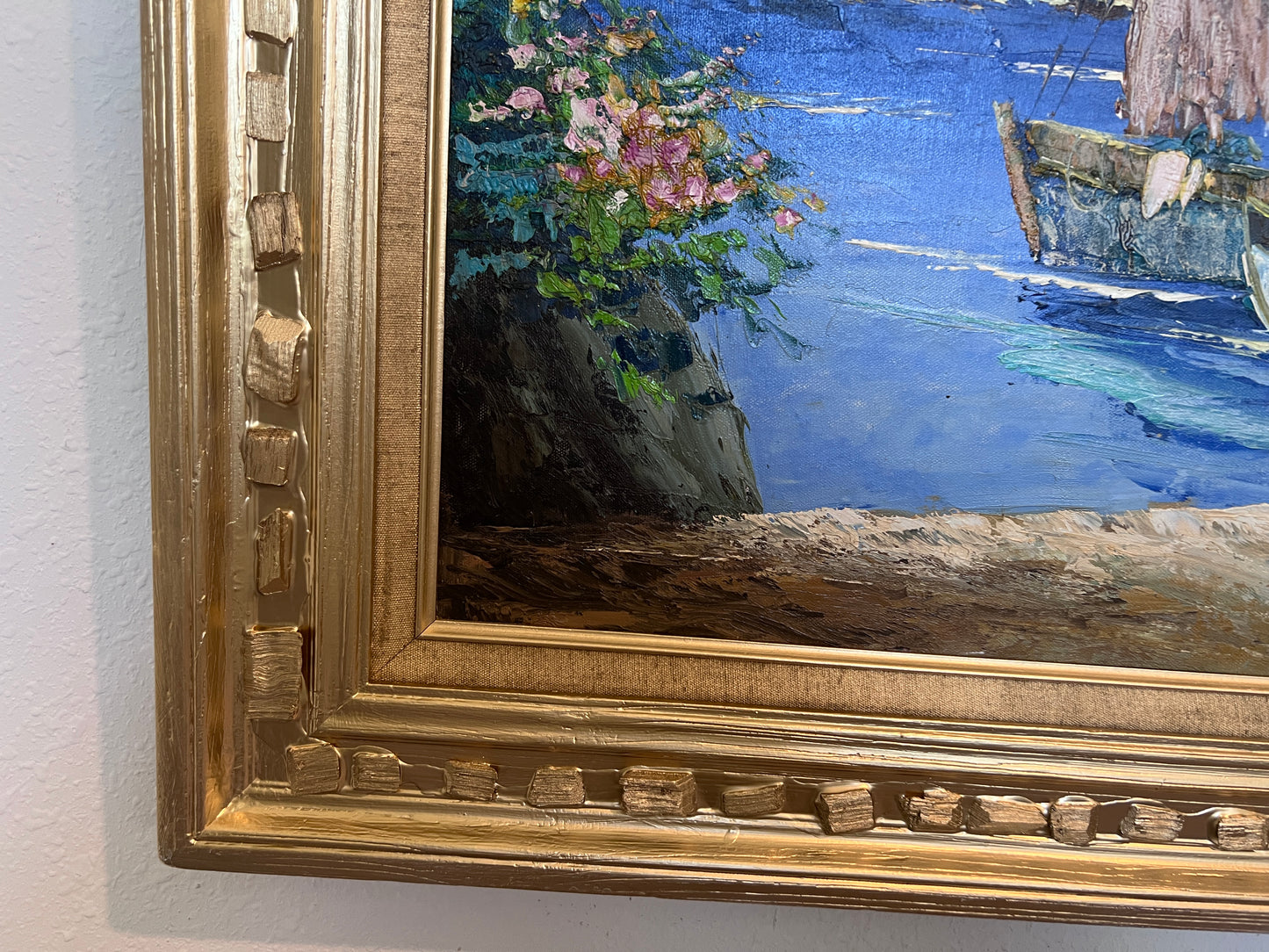 Antoniou Signed Original Oil Painting Seascape, Coastal Scene Framed Vintage Art