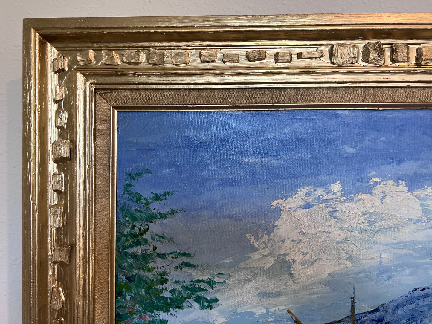 Antoniou Signed Original Oil Painting Seascape, Coastal Scene Framed Vintage Art