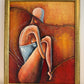 Original Abstract Figure Oil Painting Alena Kalen "Warm Solitude" Framed, COA