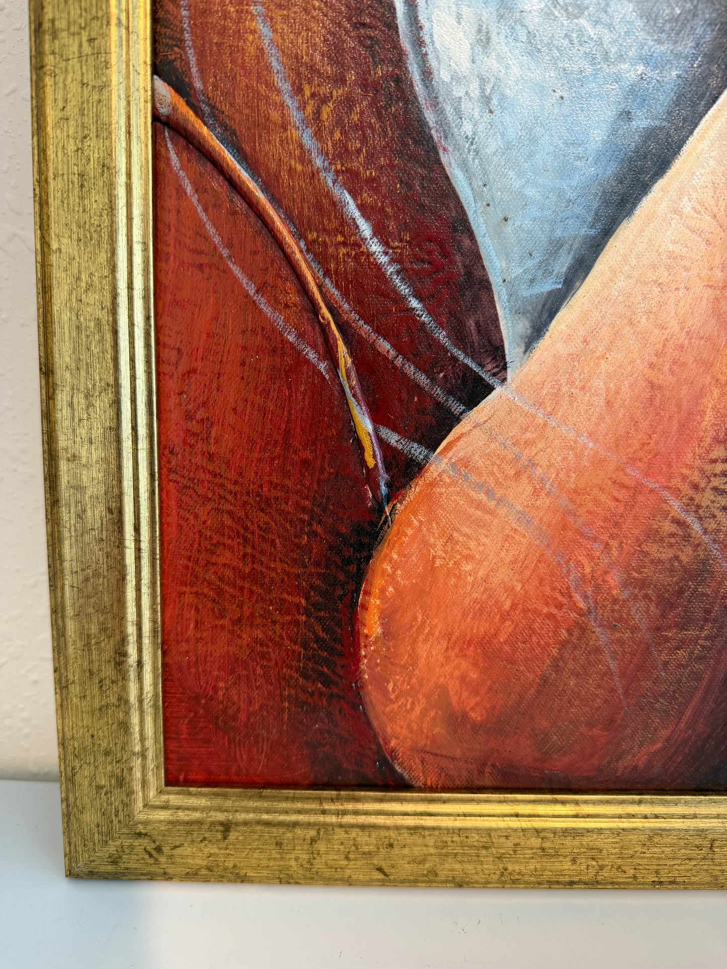 Original Abstract Figure Oil Painting Alena Kalen "Warm Solitude" Framed, COA