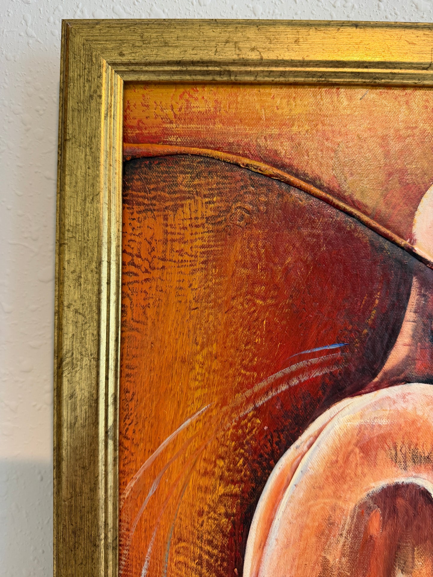 Original Abstract Figure Oil Painting Alena Kalen "Warm Solitude" Framed, COA