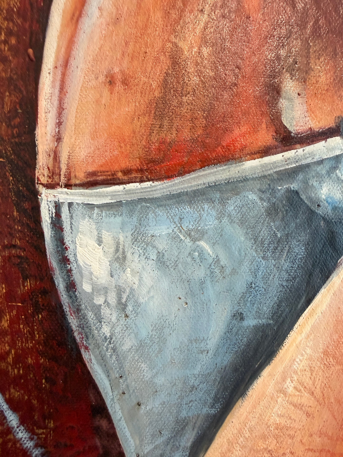 Original Abstract Figure Oil Painting Alena Kalen "Warm Solitude" Framed, COA