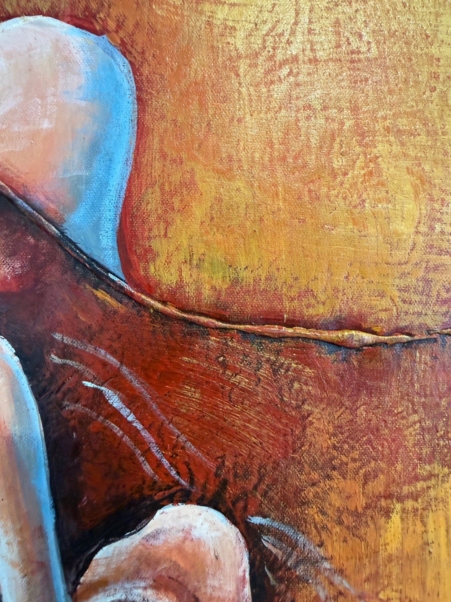 Original Abstract Figure Oil Painting Alena Kalen "Warm Solitude" Framed, COA