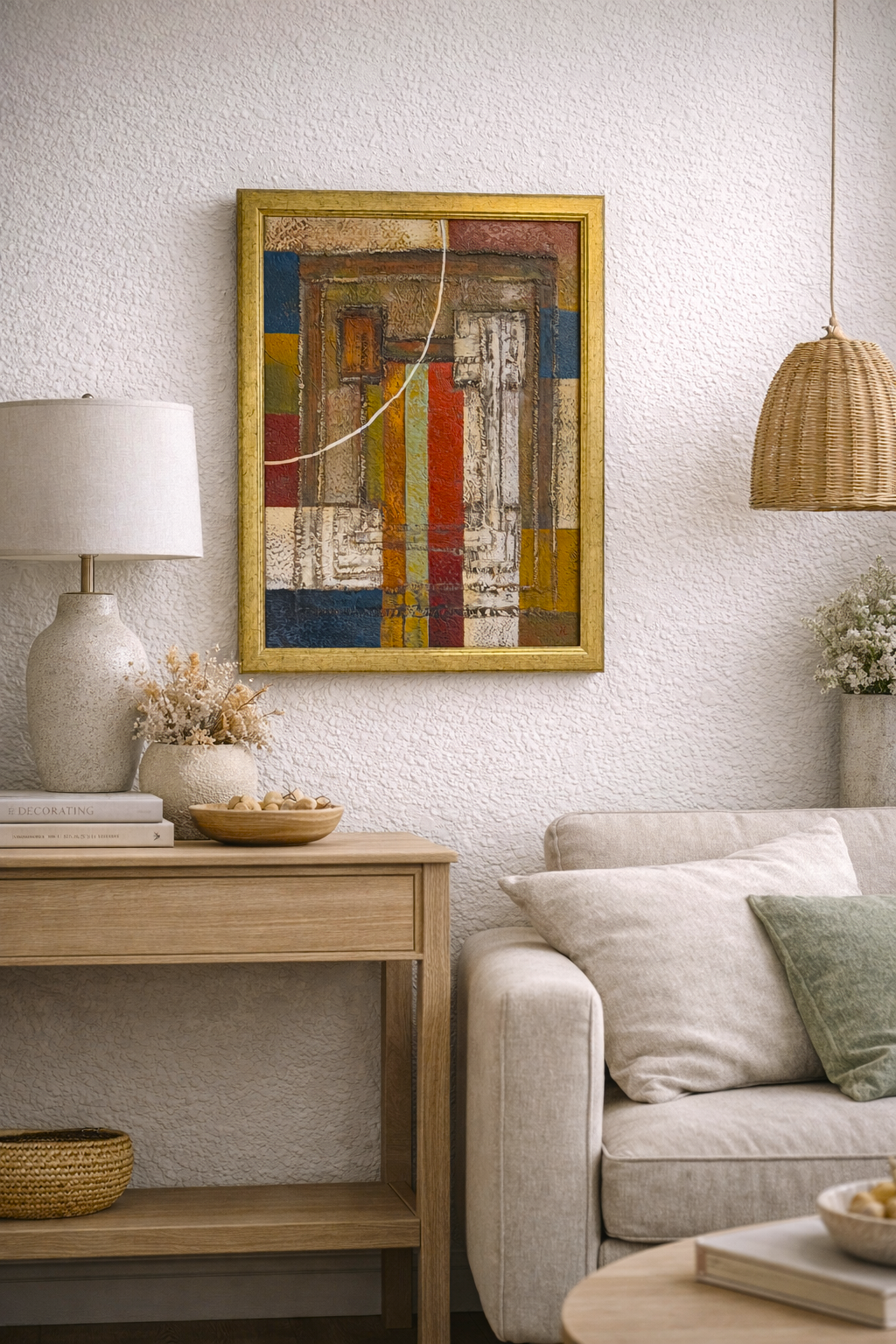 Original Abstract Oil Painting by Alena Kalen "Constructed Silence" Framed, COA