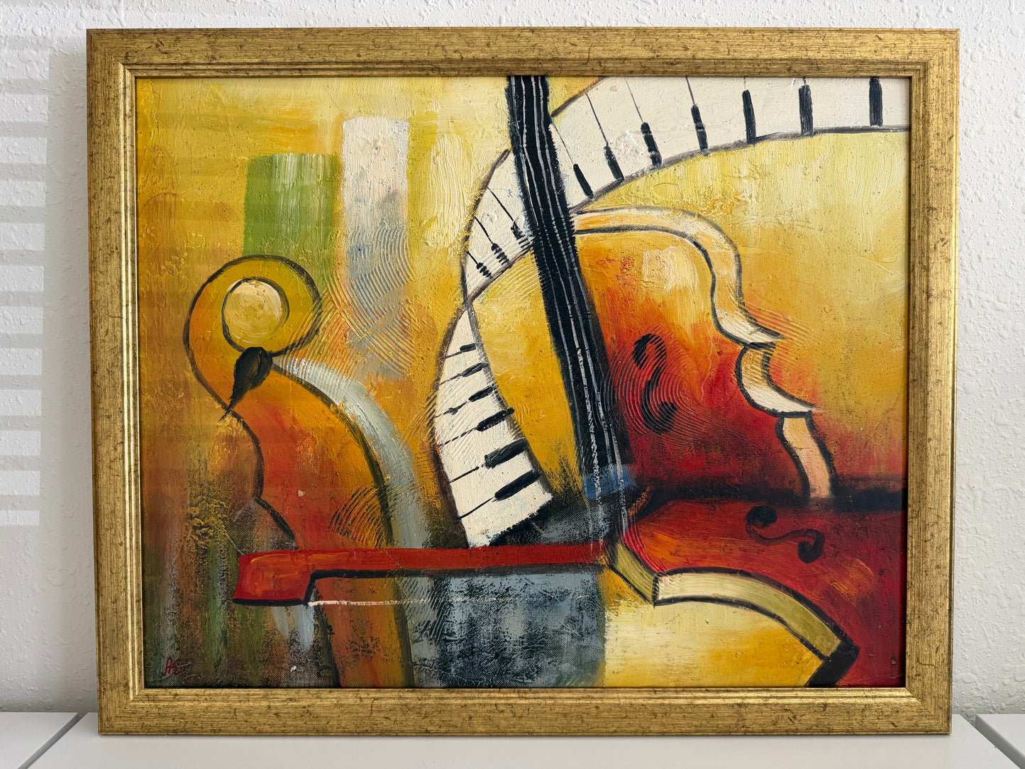 Original Abstract Oil Painting Alena Kalen Cadence Musical Art Contemporary, COA