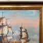 Vintage Oil Painting Naval Battle Ships Seascape Maritime Art Framed Signed