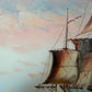Vintage Oil Painting Naval Battle Ships Seascape Maritime Art Framed Signed