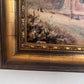 Antique Dutch Style Signed Oil Painting on Board – Winter Landscape Genre Scene