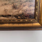 Antique Dutch Style Signed Oil Painting on Board – Winter Landscape Genre Scene