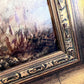 Antique Dutch Style Signed Oil Painting on Board – Winter Landscape Genre Scene