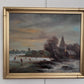 Vintage Dutch Style Winter Landscape Oil Painting – Signed Martin – Canvas