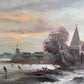 Vintage Dutch Style Winter Landscape Oil Painting – Signed Martin – Canvas