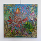 Large Textured Mixed Media Painting by Serg Graff – "Magic Fish" – COA Included
