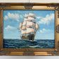 Sailing Ship Oil Painting Seascape Nautical Wall Art Framed Ocean Artwork
