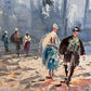 Caroline Burnett Large Paris Street Scene Oil Painting Triumphal Arch, Framed