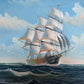 Signed Original Oil Painting Tall Ship at Sea Maritime Nautical Ocean Seascape
